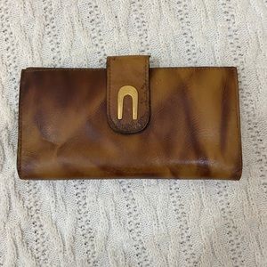 Vintage, Purse Mate, Brown, Genuine Leather Marblelized Long Wallet